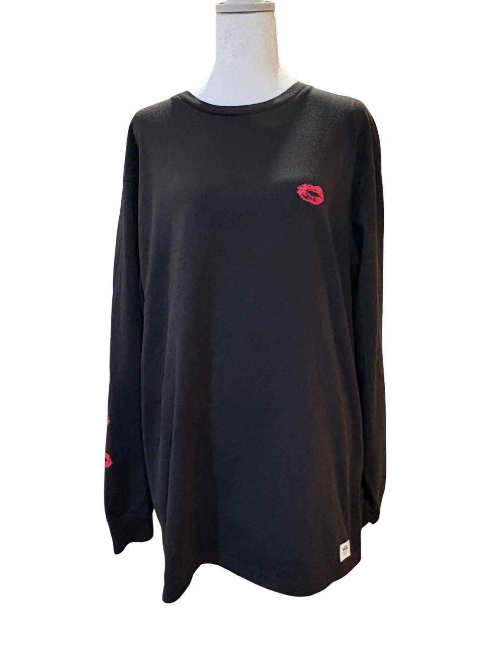 Vans Large Black Lipstick Kiss Graphic Long Sleeve Shirt Skate Streetwear